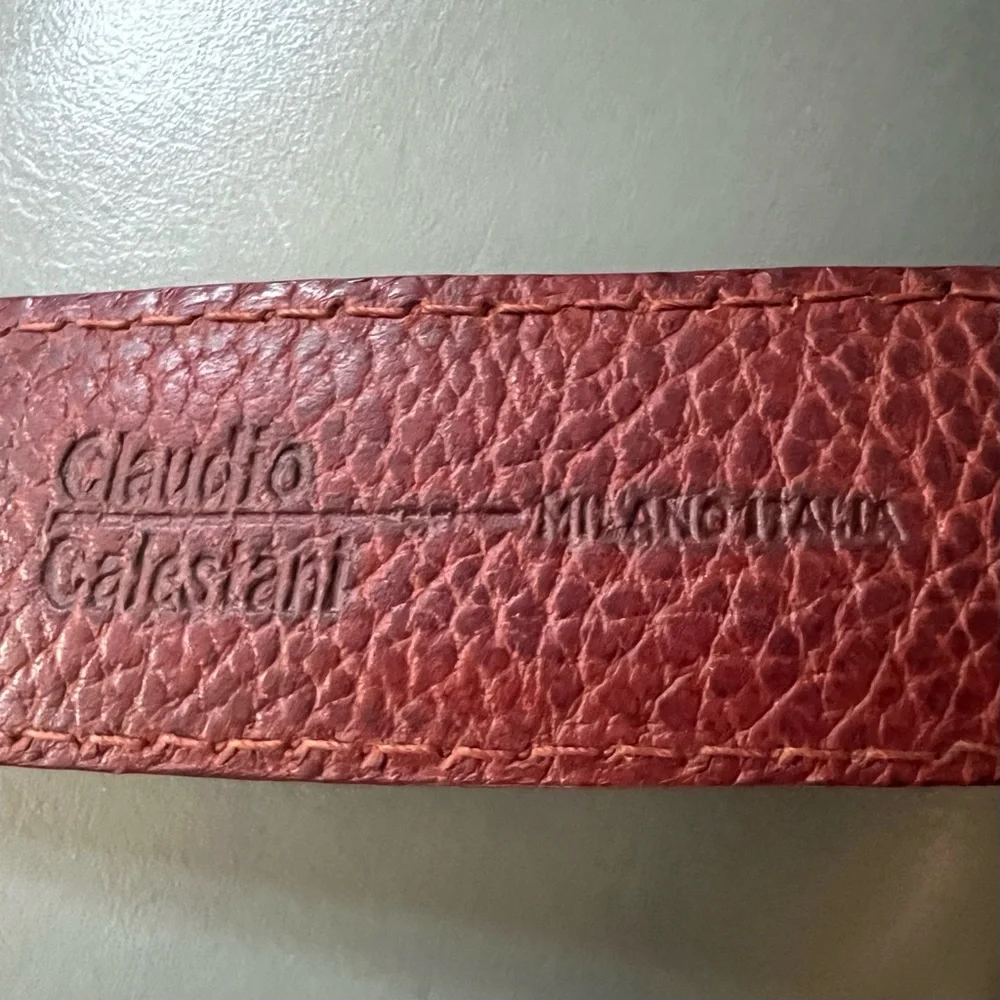 RARE 925 Sterling Silver CLAUDIO CALESTANI Milano Italy LEATHER BELT 100 115 - Picture 15 of 17